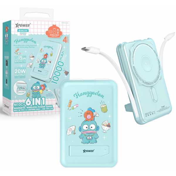 XPower M10C+ 6合1 10000mAh磁吸無線快充移動電源 (Sanrio Hangyodon)